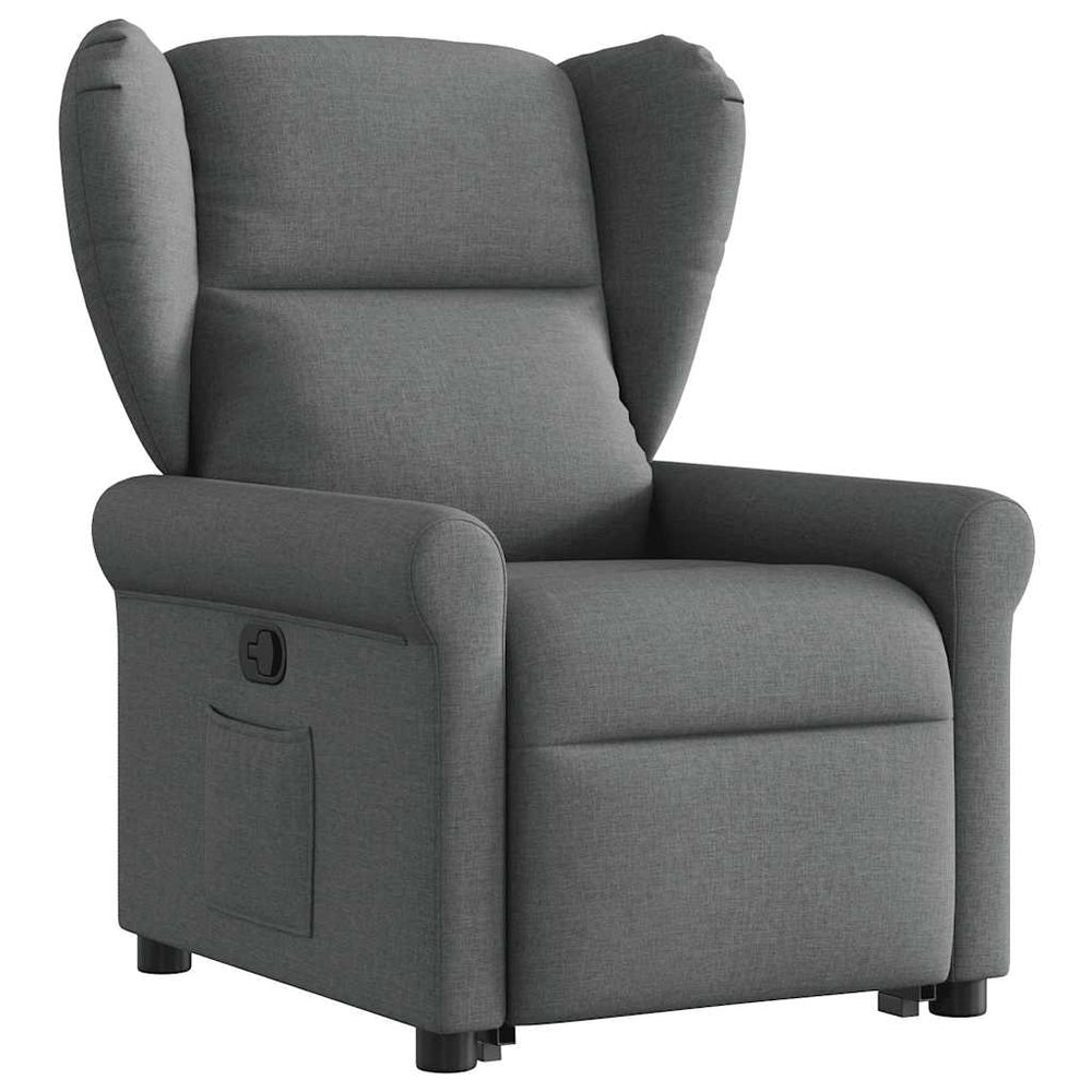 Reclining stand-up armchair, dark grey, fabric