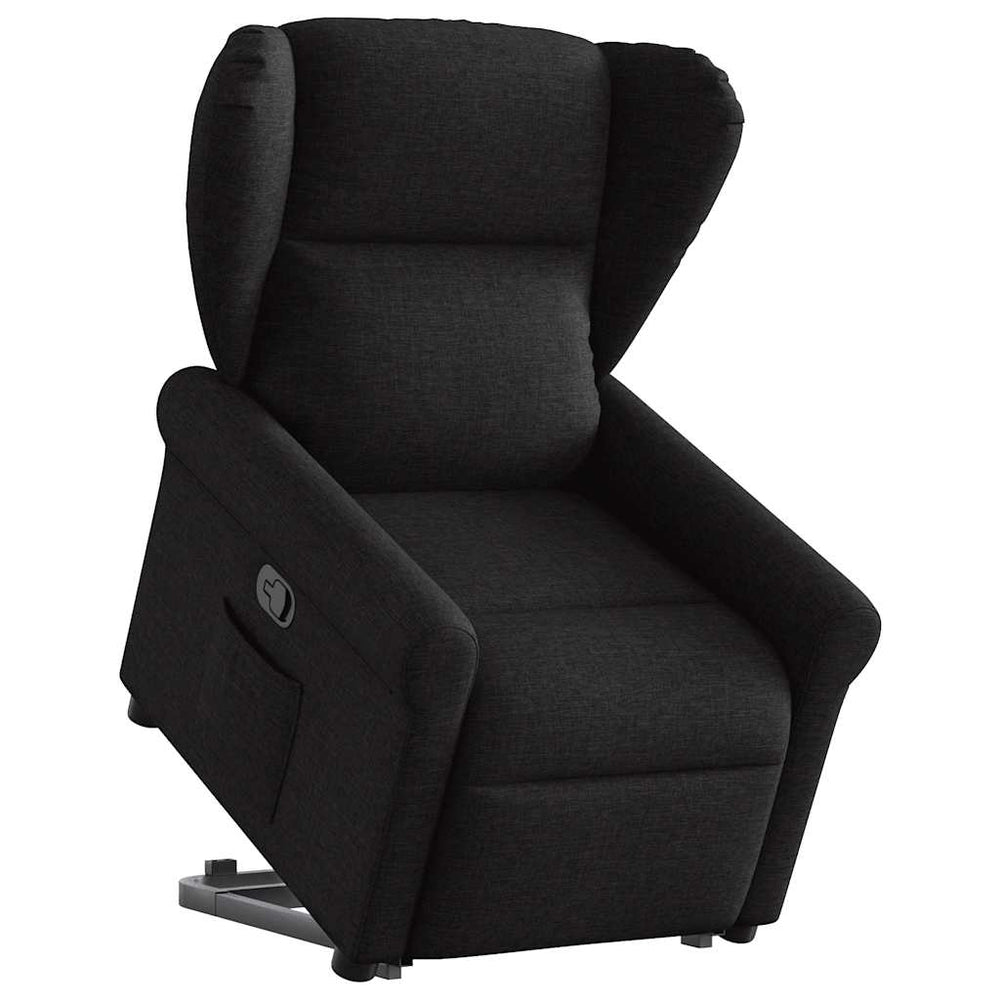 Recliner armchair, black, fabric