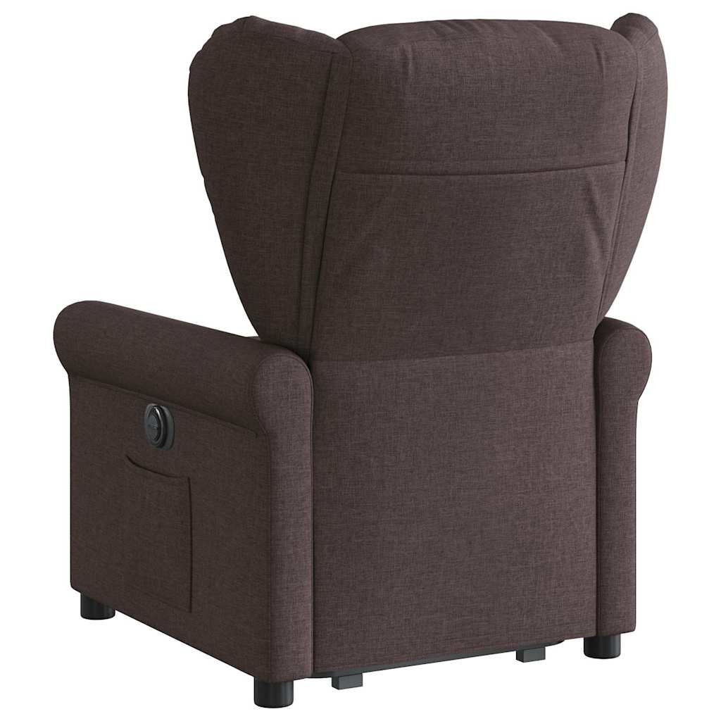 Reclining stand-up armchair, dark brown, fabric