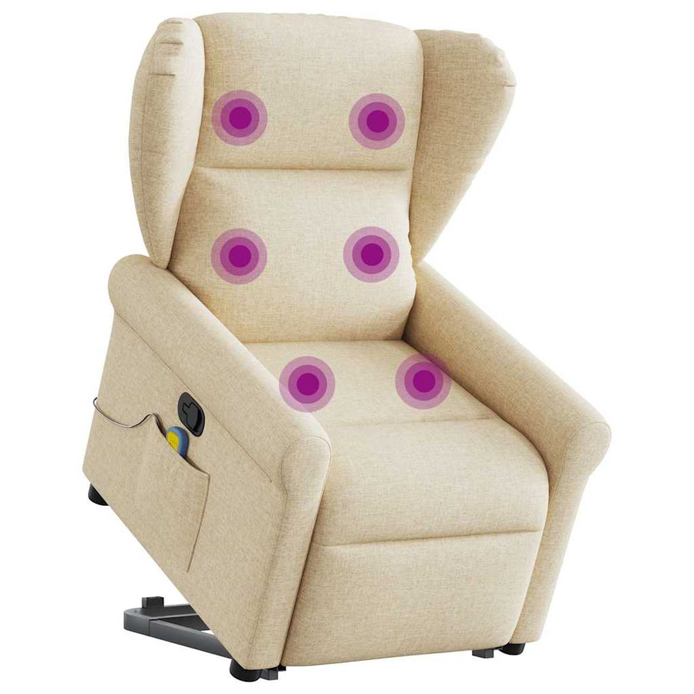 Stand-up reclining massage chair, cream, fabric
