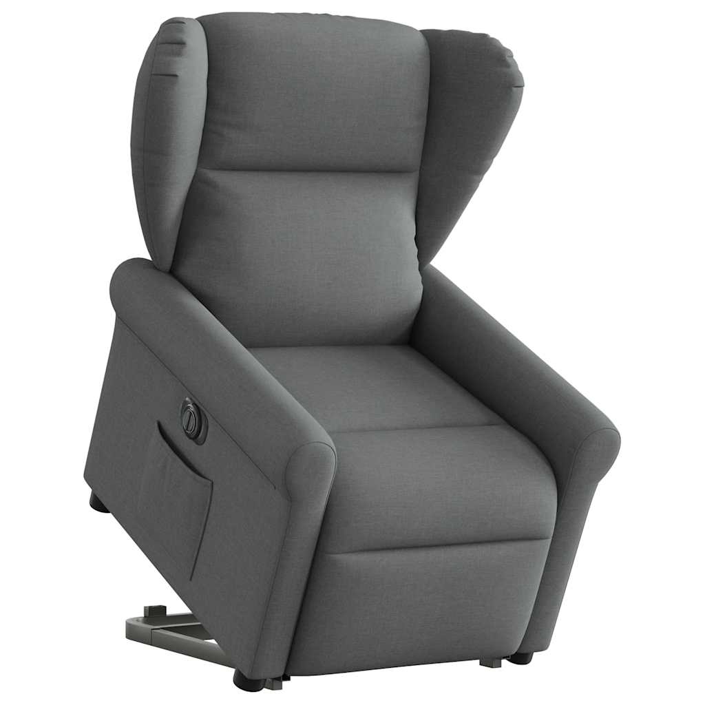 Reclining stand-up armchair, dark grey, fabric