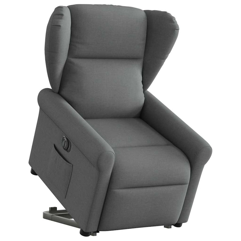 Reclining stand-up armchair, dark grey, fabric