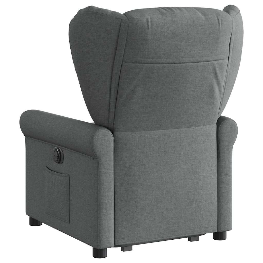 Reclining stand-up armchair, dark grey, fabric