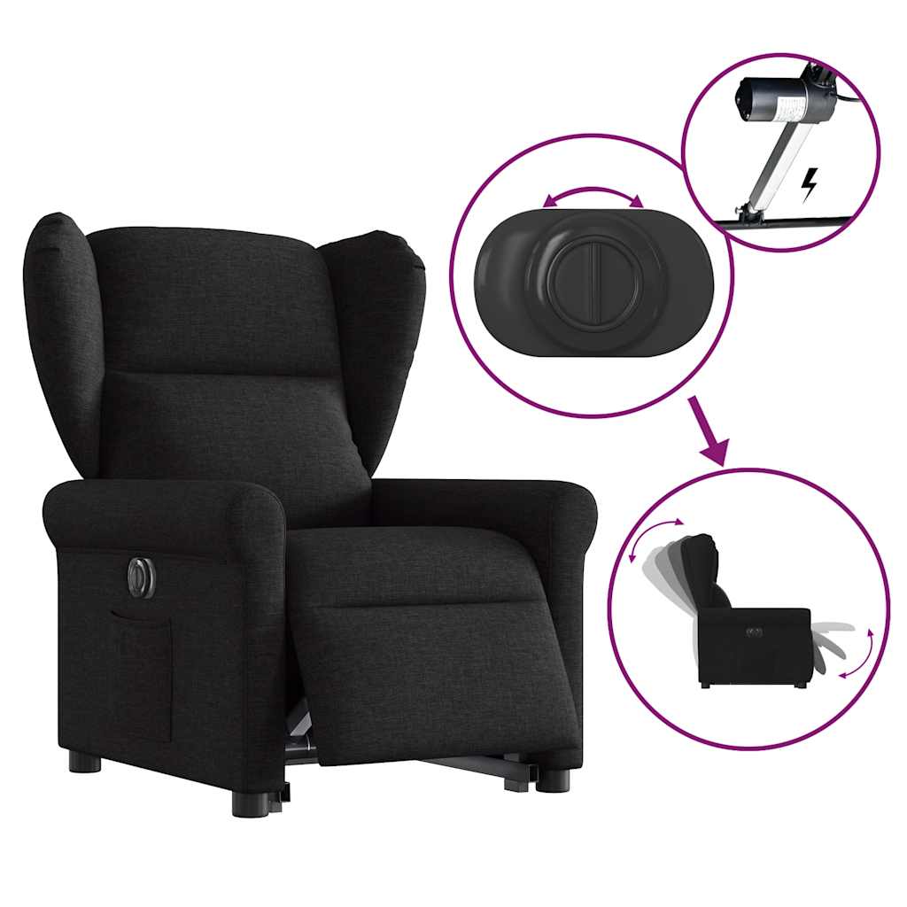 Electric Reclining Standing Chair, Black, Fabric