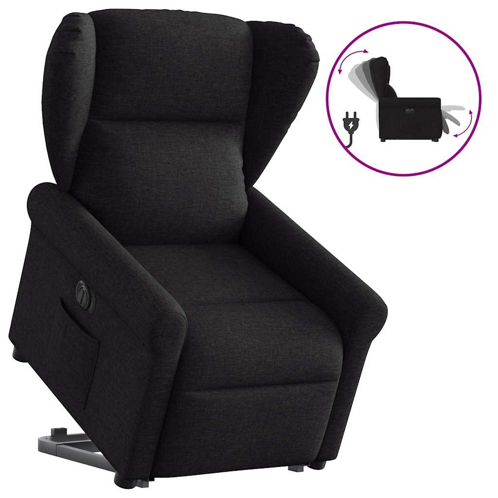 Electric Reclining Standing Chair, Black, Fabric