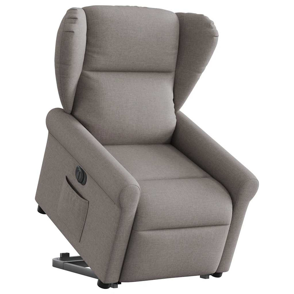 Electric recliner lift chair, taupe, fabric