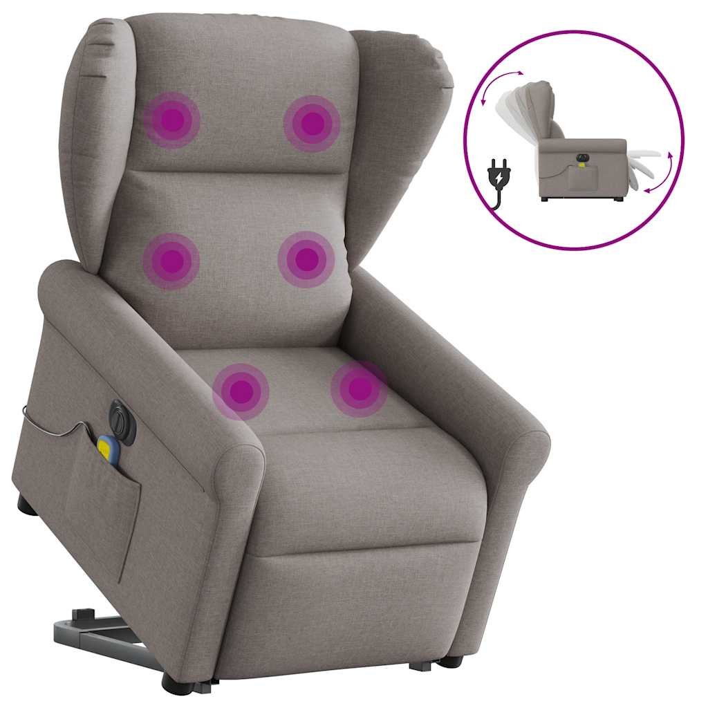 Atsistojantis elektrinis masažinis krėslas, taupe, audinys