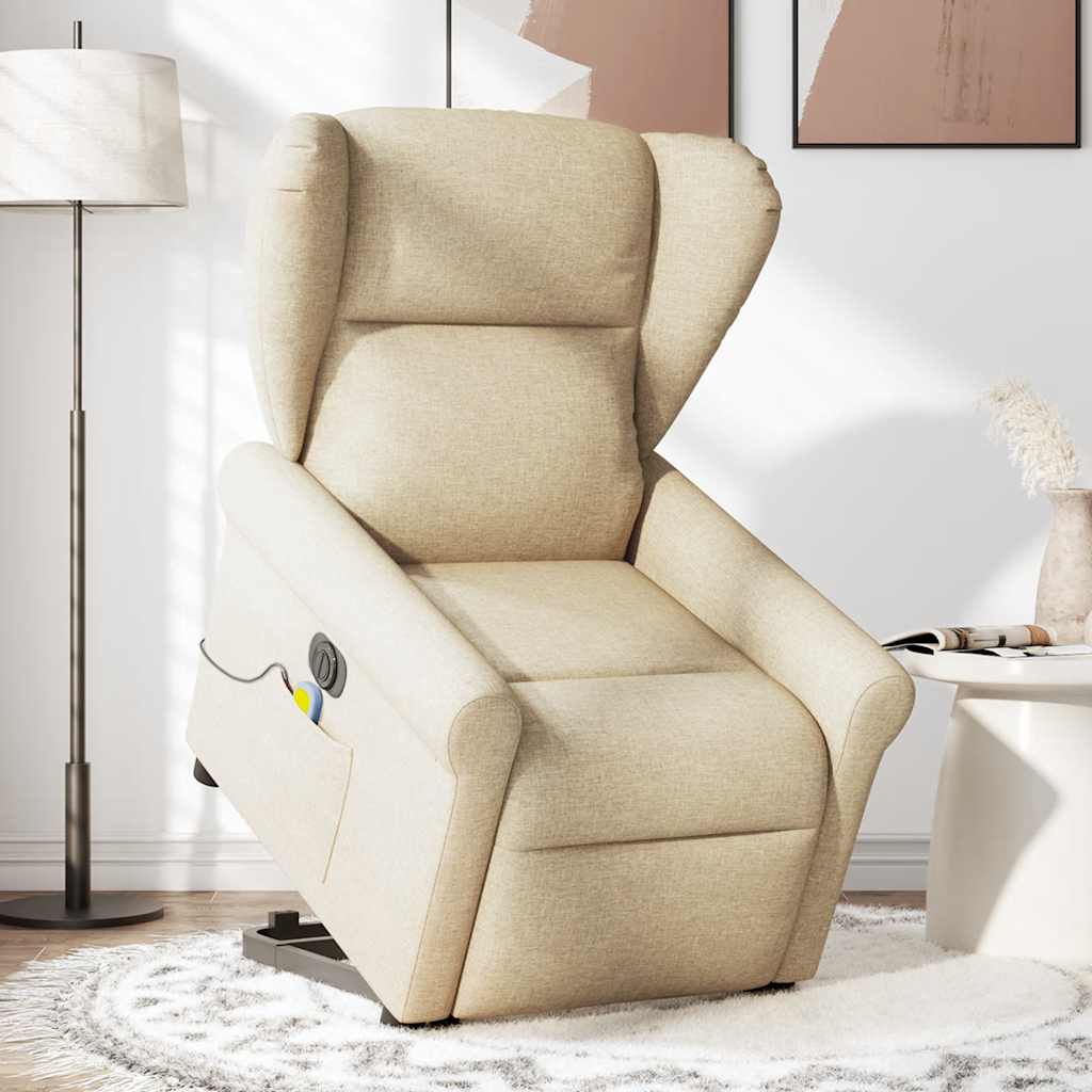 Lift Recliner Massage Chair, cream, fabric