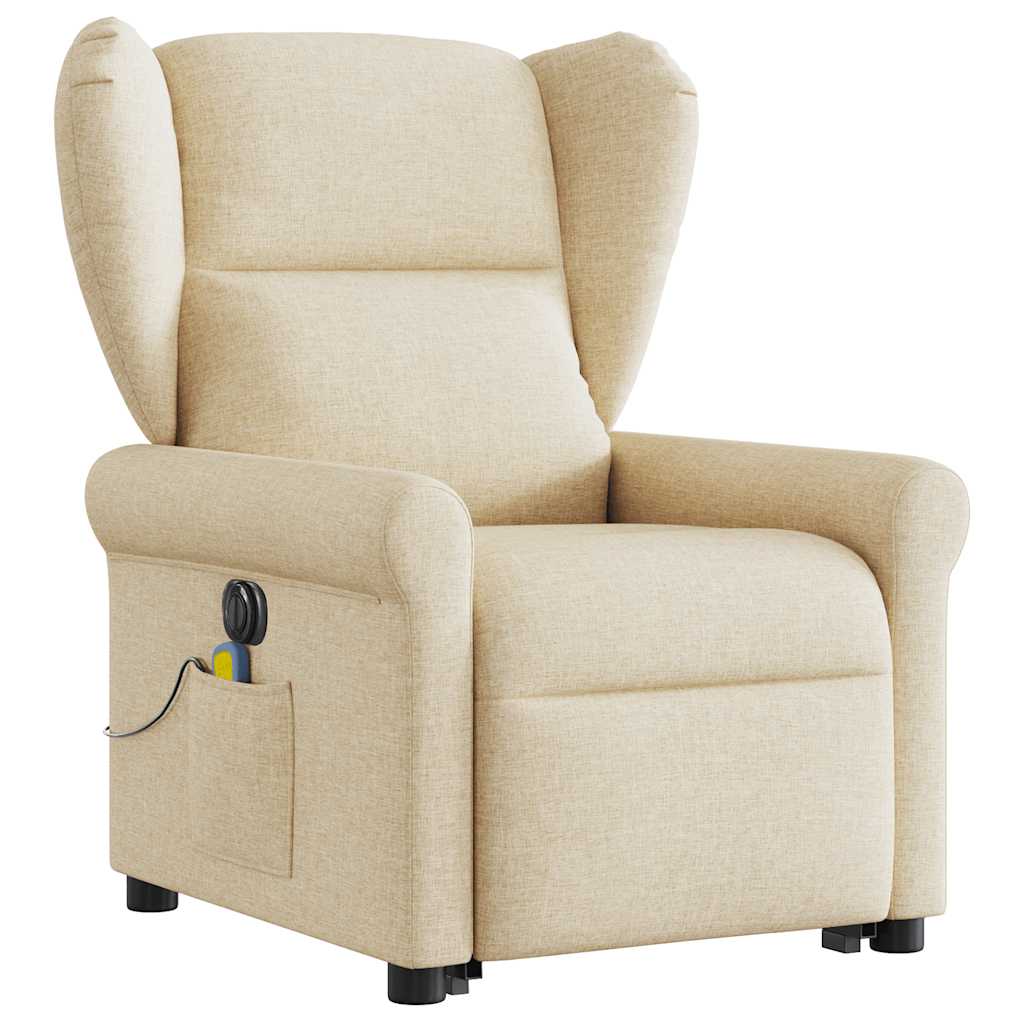 Lift Recliner Massage Chair, cream, fabric