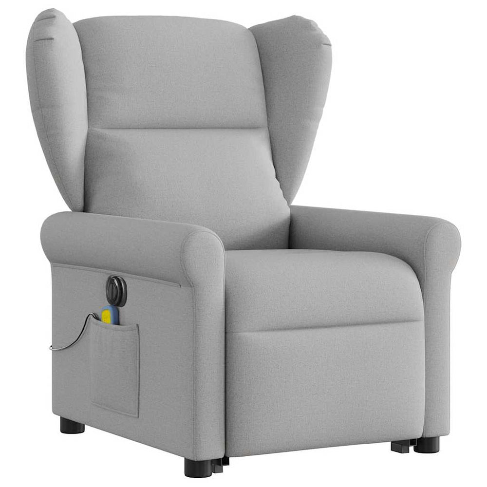 Reclining massage chair, grey, fabric