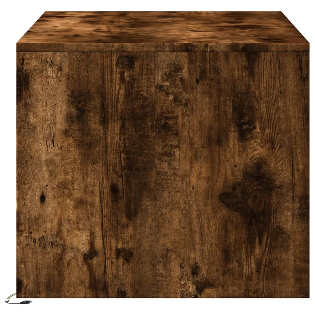 Coffee table with LED lights, smoked oak, wood