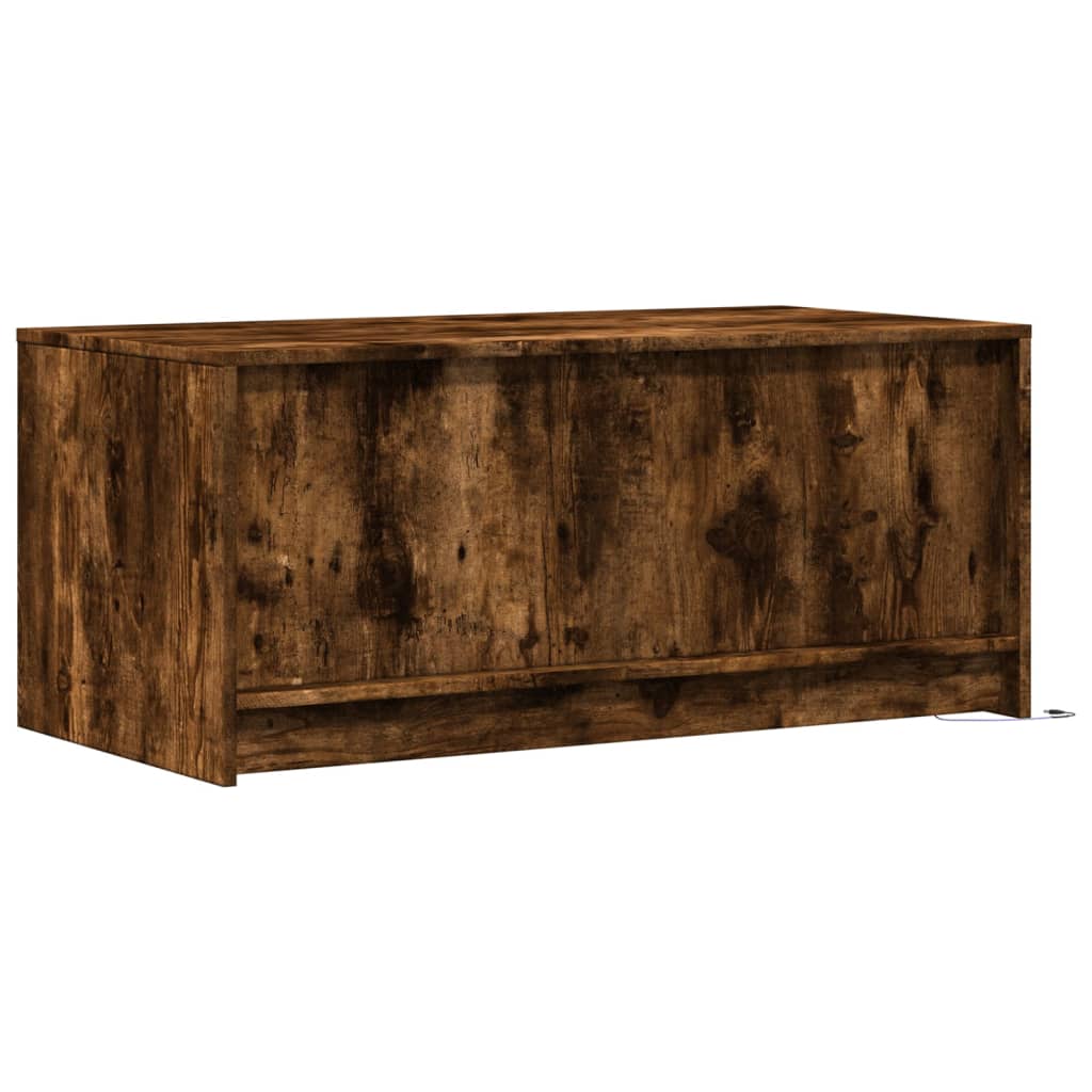 Coffee table with LED lights, smoked oak, wood