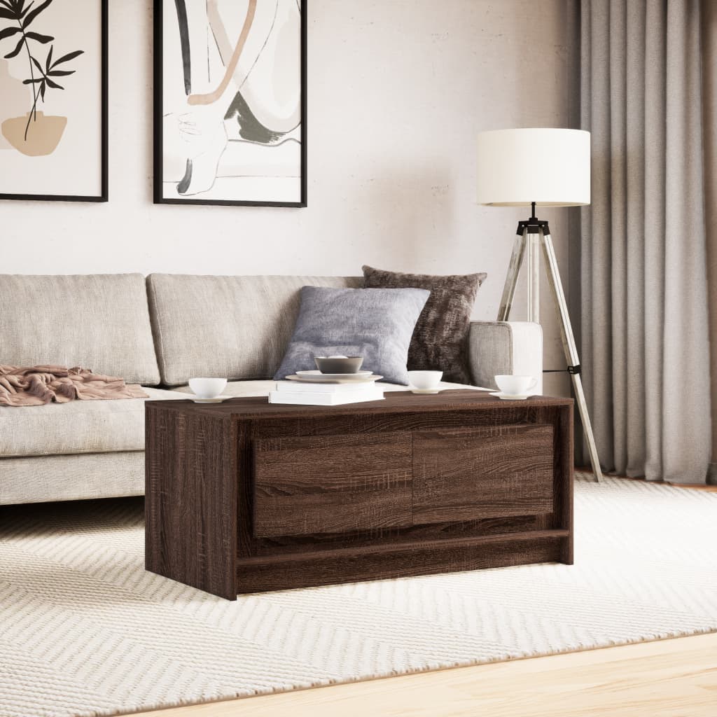 Coffee table with LED lights, brown oak, wood