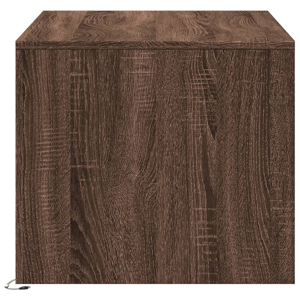 Coffee table with LED lights, brown oak, wood