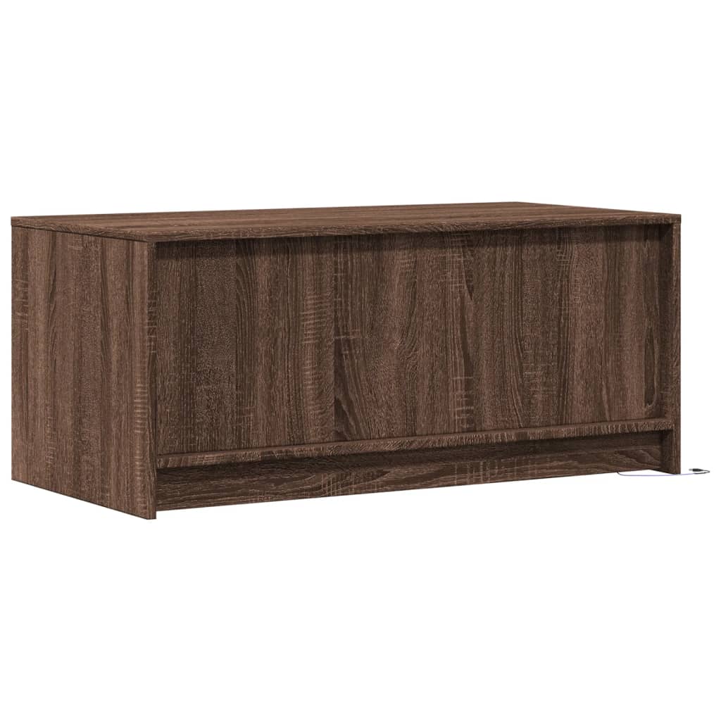 Coffee table with LED lights, brown oak, wood