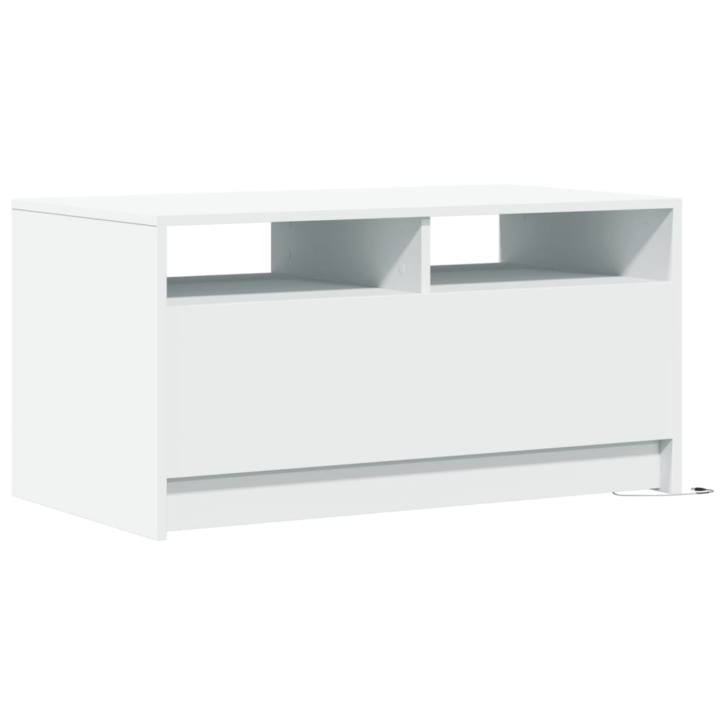 Coffee table with LED lights, white, engineered wood