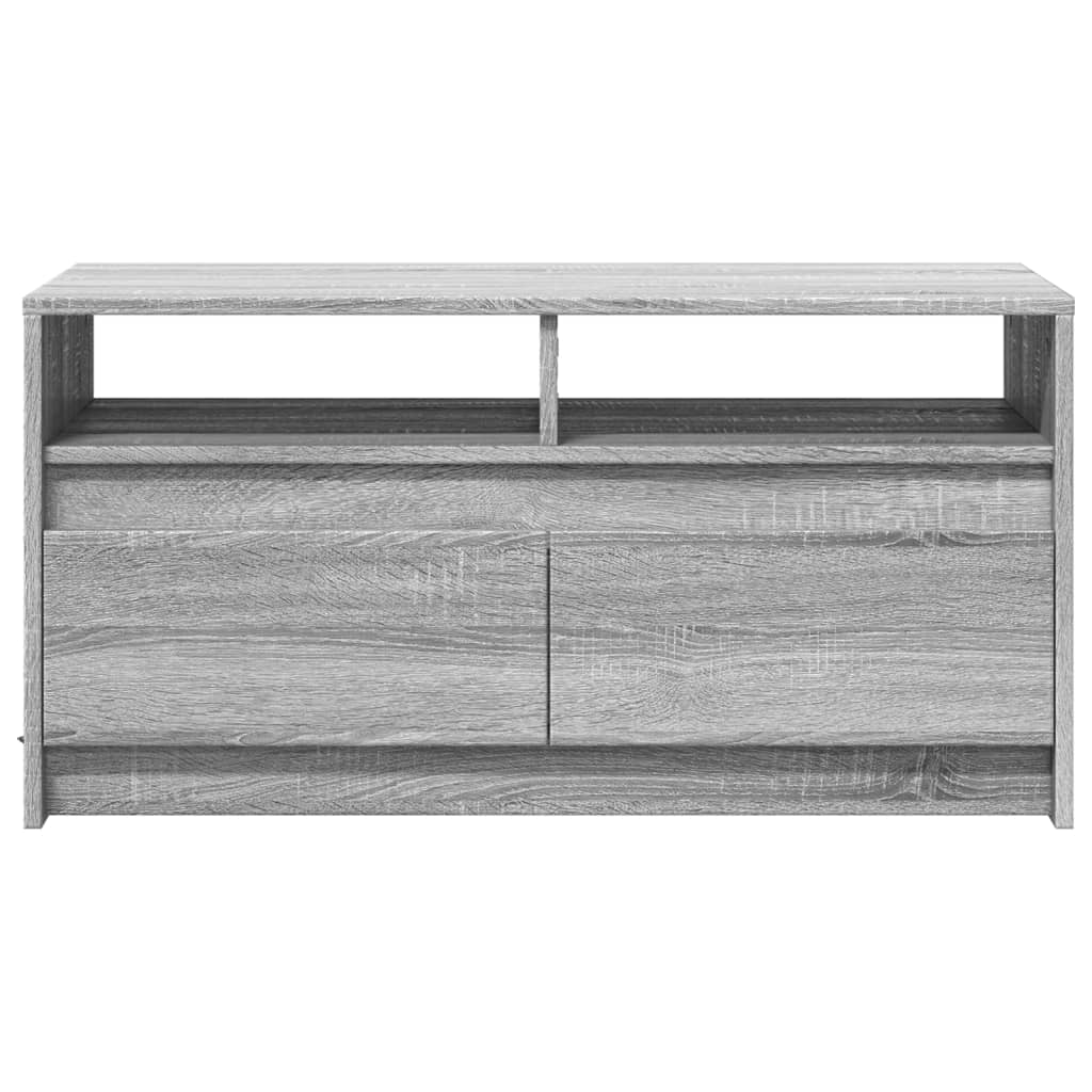 Coffee table with LED lights, gray oak, wood
