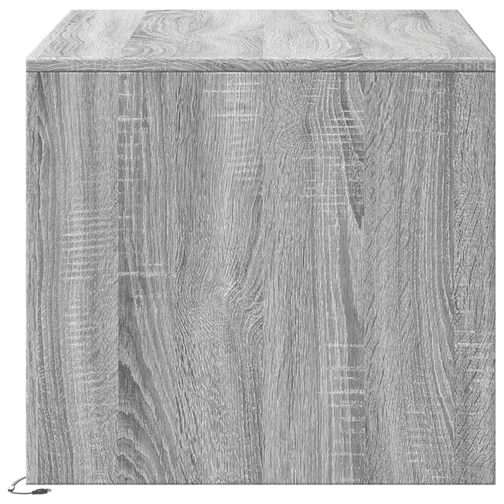 Coffee table with LED lights, gray oak, wood
