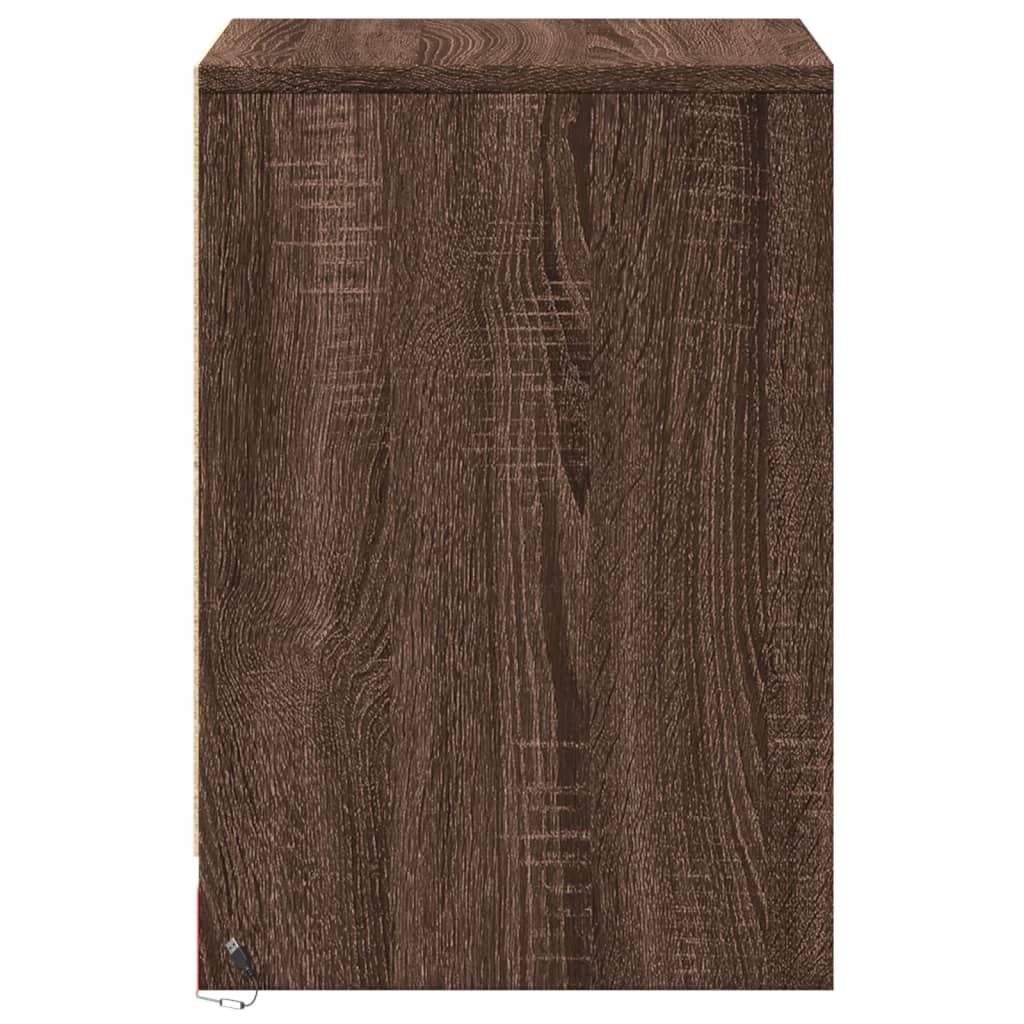 Nightstands with LED Lights, 2 pcs., Brown, Wood