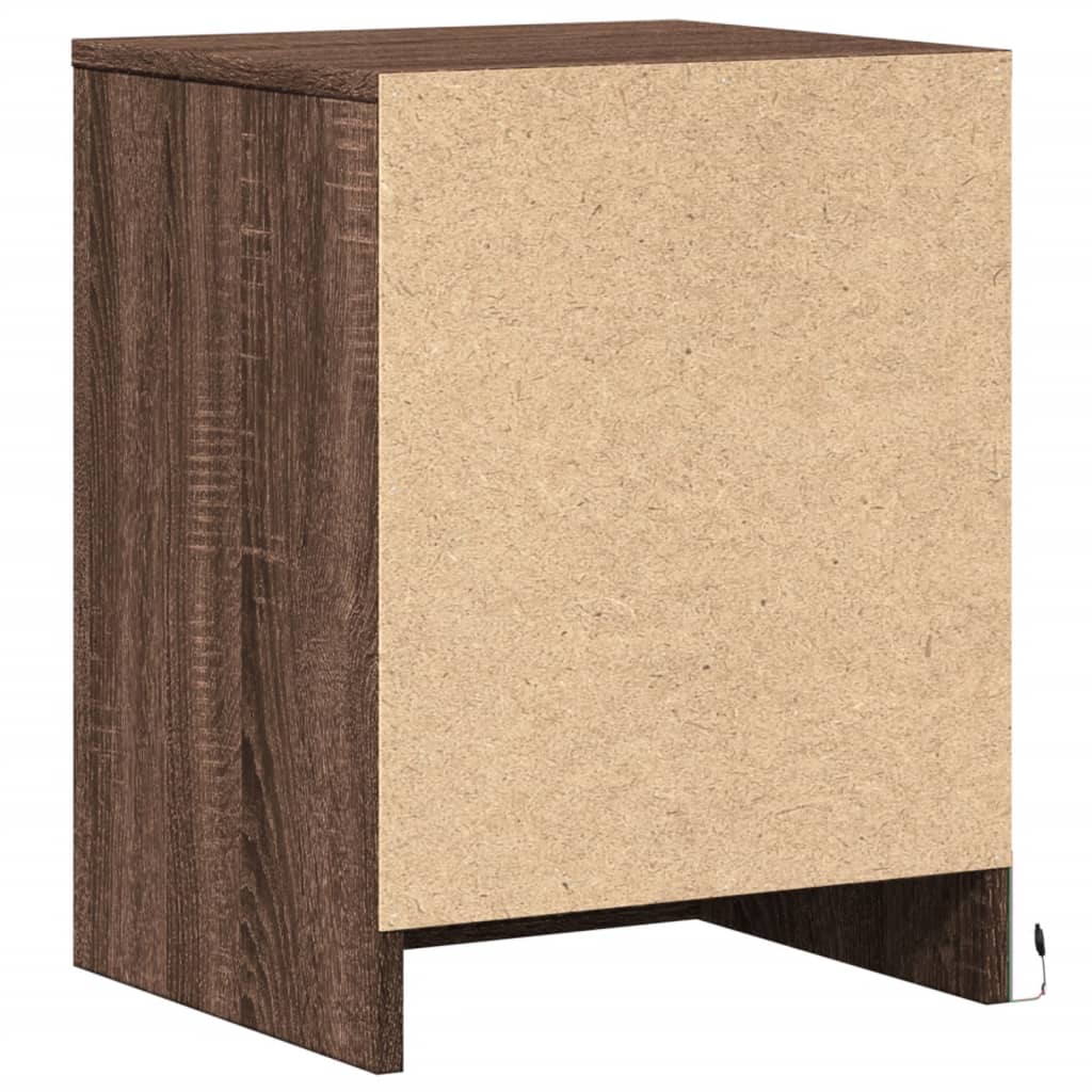 Nightstands with LED Lights, 2 pcs., Brown, Wood