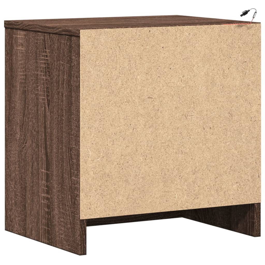Nightstands with LED Lights, 2 pcs., Brown, Wood