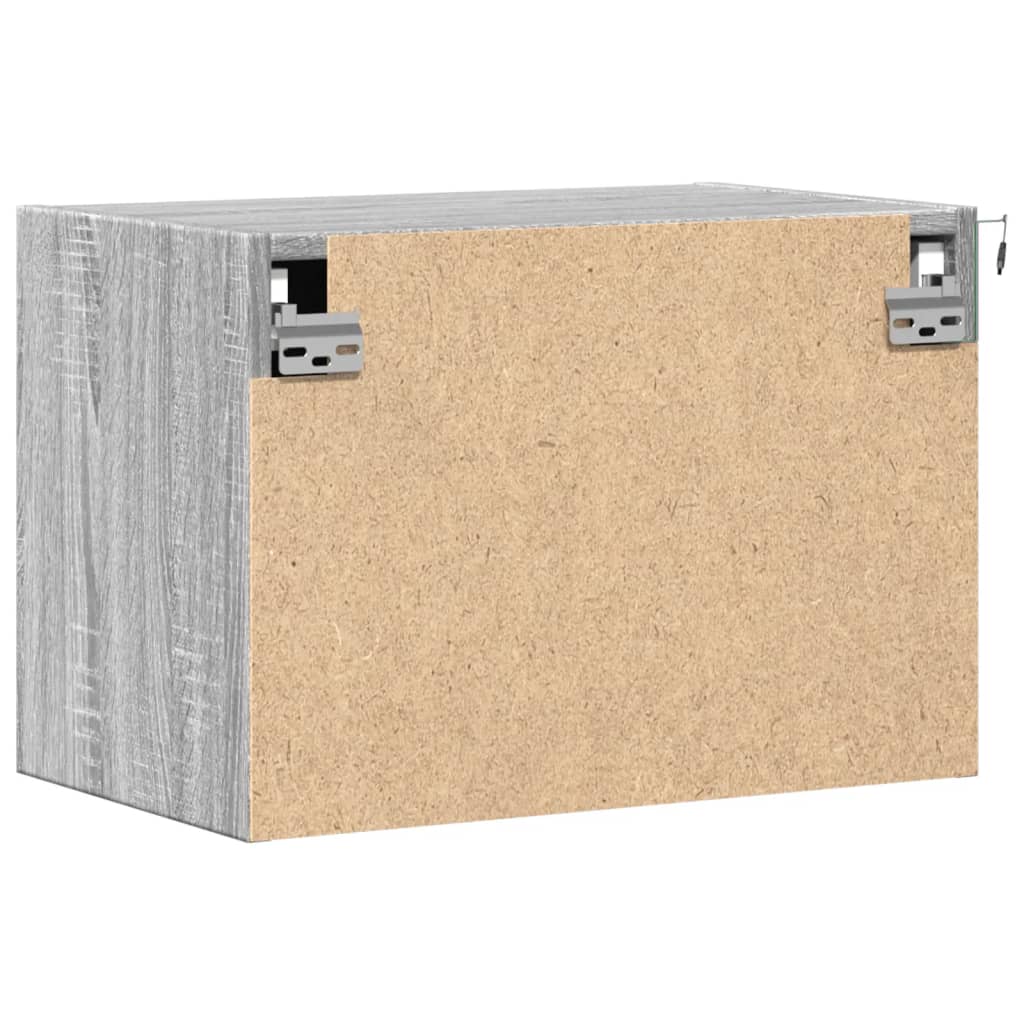 Wall-Mounted Nightstands with LED, 2 pcs., Grey Oak