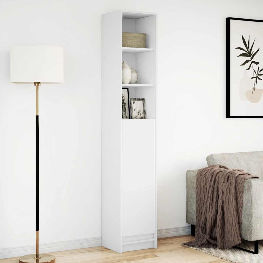 Sānu skapis ar LED, balts, 36x32,5x200cm, apstrādāta koksne