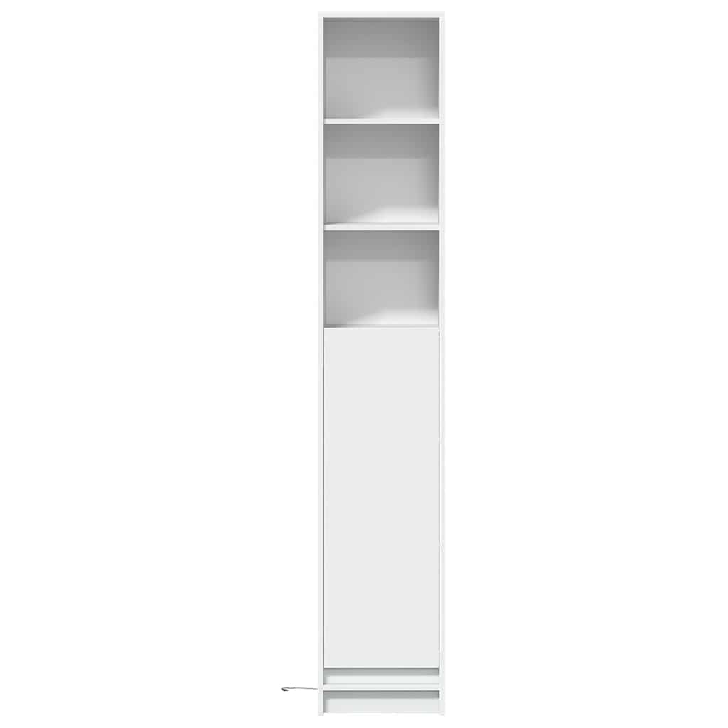 Sānu skapis ar LED, balts, 36x32,5x200cm, apstrādāta koksne