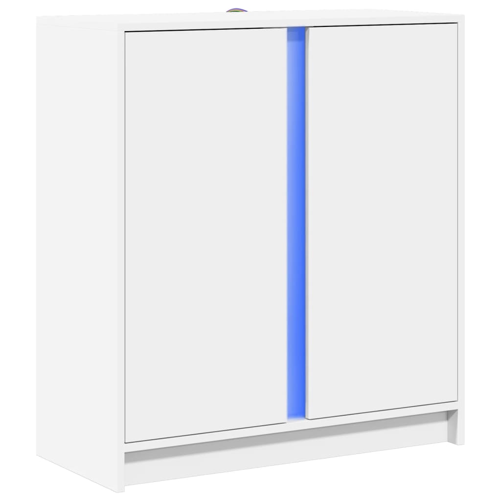 Sānu skapis ar LED, balts, 77x34x85cm, apstrādāta koksne