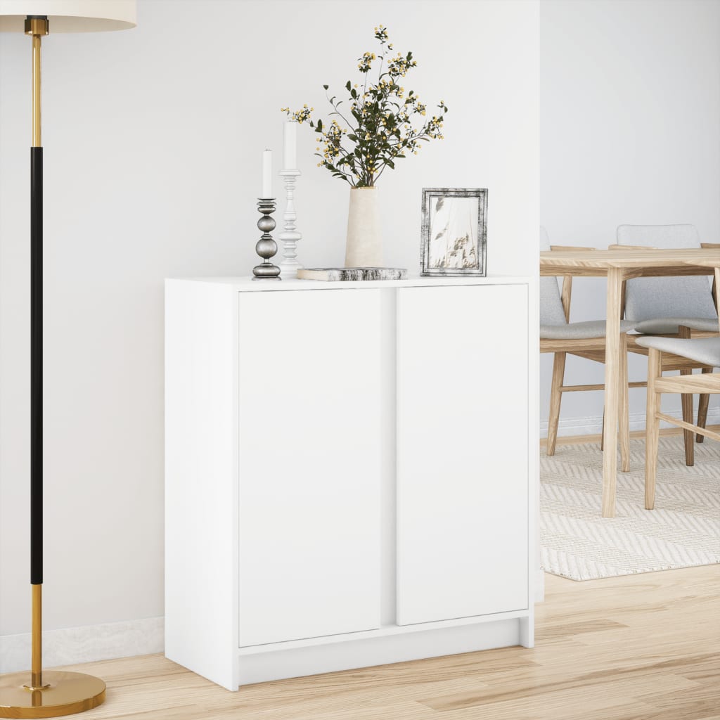 Sānu skapis ar LED, balts, 77x34x85cm, apstrādāta koksne