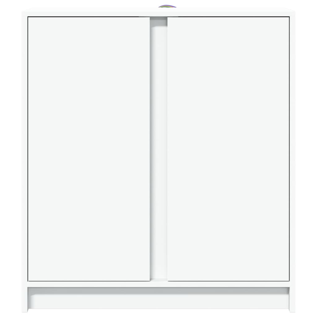 Sānu skapis ar LED, balts, 77x34x85cm, apstrādāta koksne