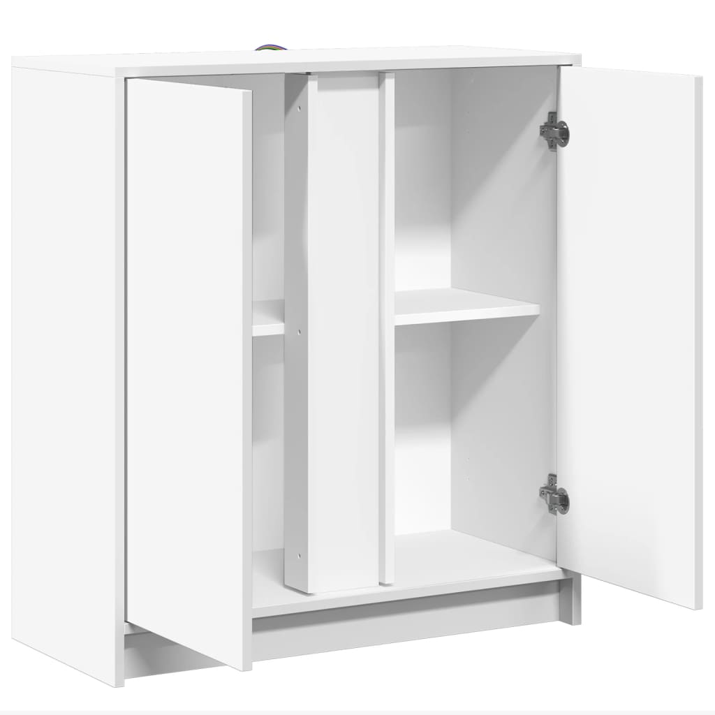 Sānu skapis ar LED, balts, 77x34x85cm, apstrādāta koksne