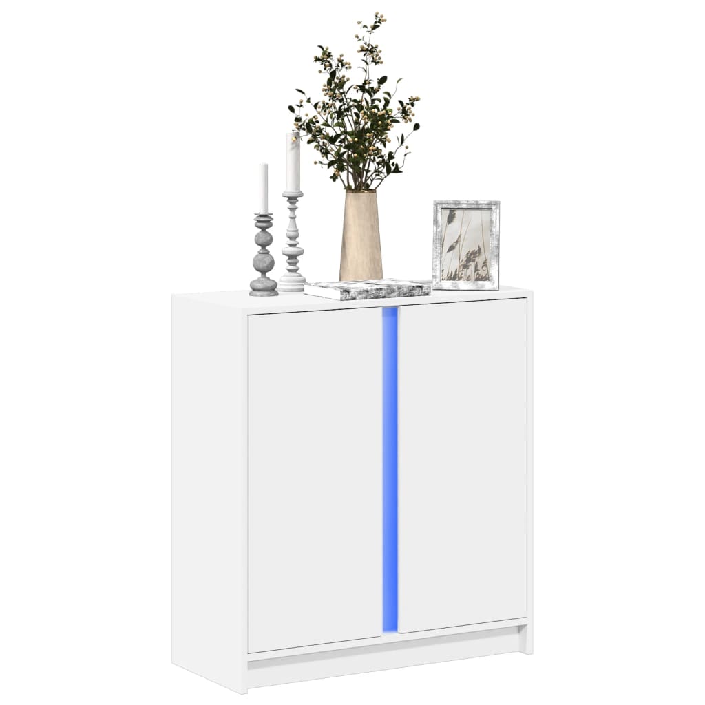 Sānu skapis ar LED, balts, 77x34x85cm, apstrādāta koksne