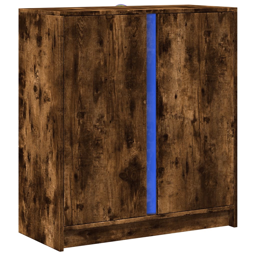 Sideboard with LED, smoky oak, 77x34x85cm, wood