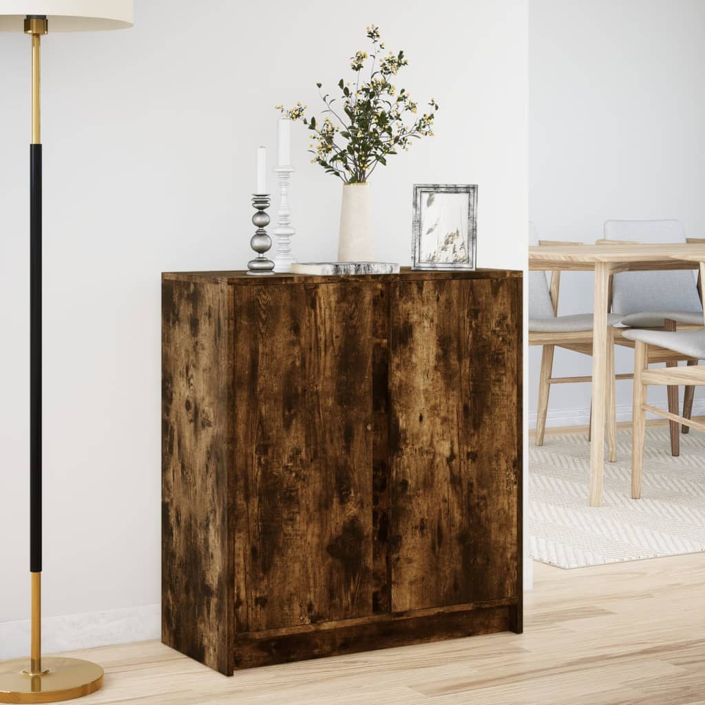 Sideboard with LED, smoky oak, 77x34x85cm, wood