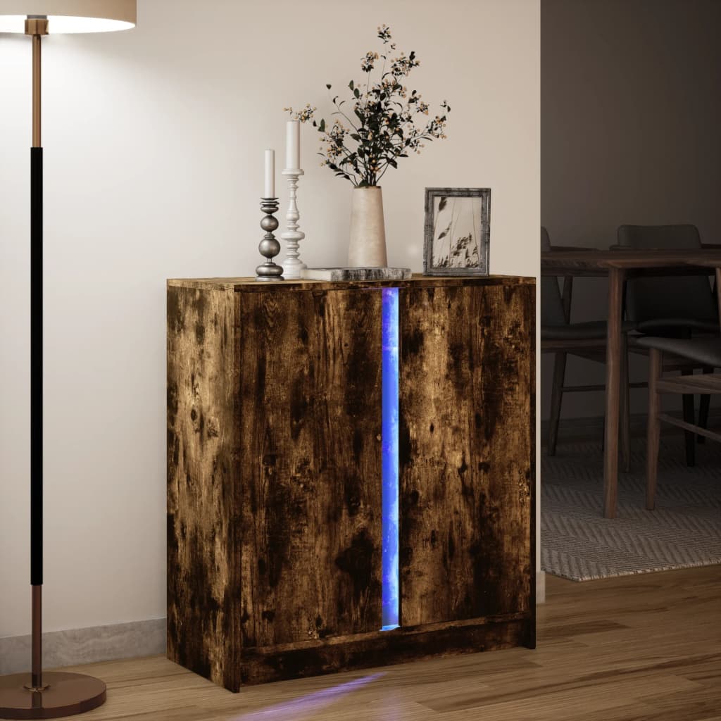 Sideboard with LED, smoky oak, 77x34x85cm, wood