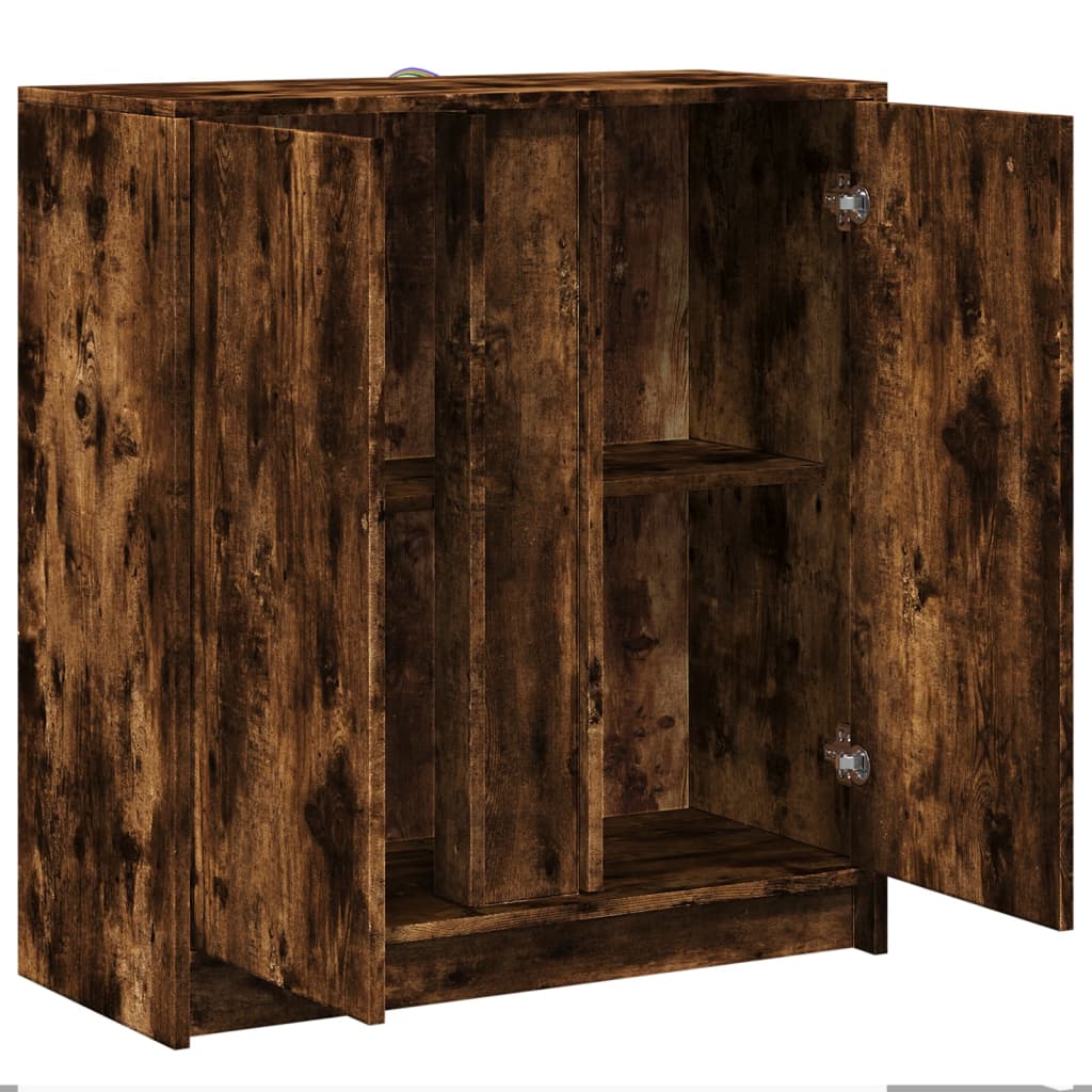 Sideboard with LED, smoky oak, 77x34x85cm, wood