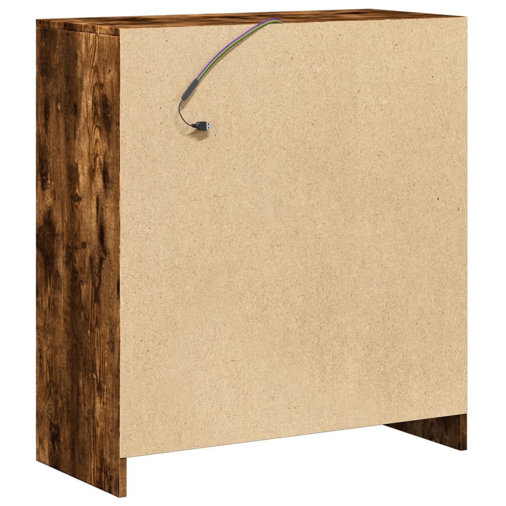 Sideboard with LED, smoky oak, 77x34x85cm, wood