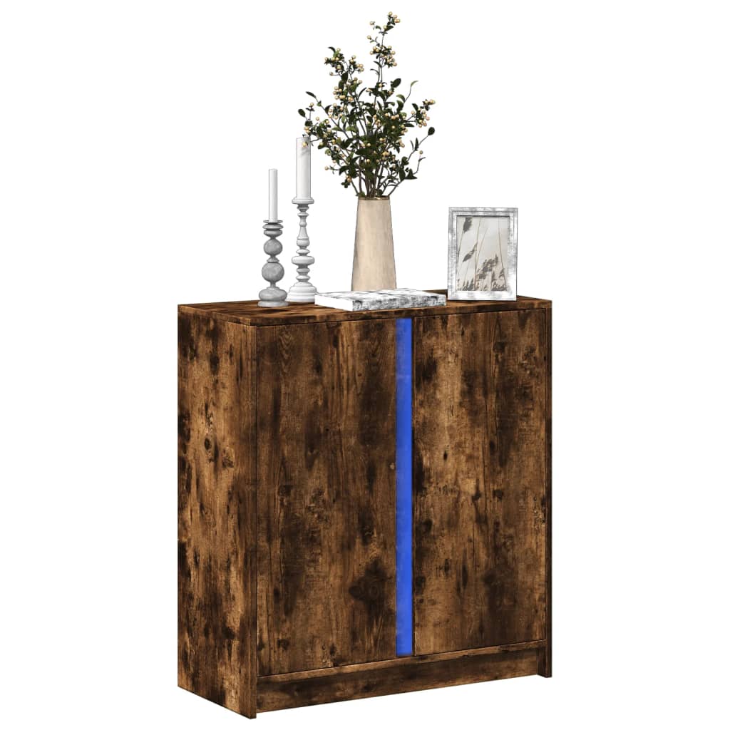 Sideboard with LED, smoky oak, 77x34x85cm, wood