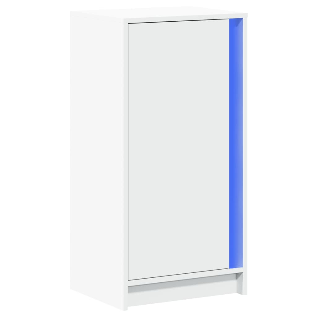Sānu skapītis ar LED apgaismojumu, balts, 42,5x34x85 cm, apstrādāta koksne