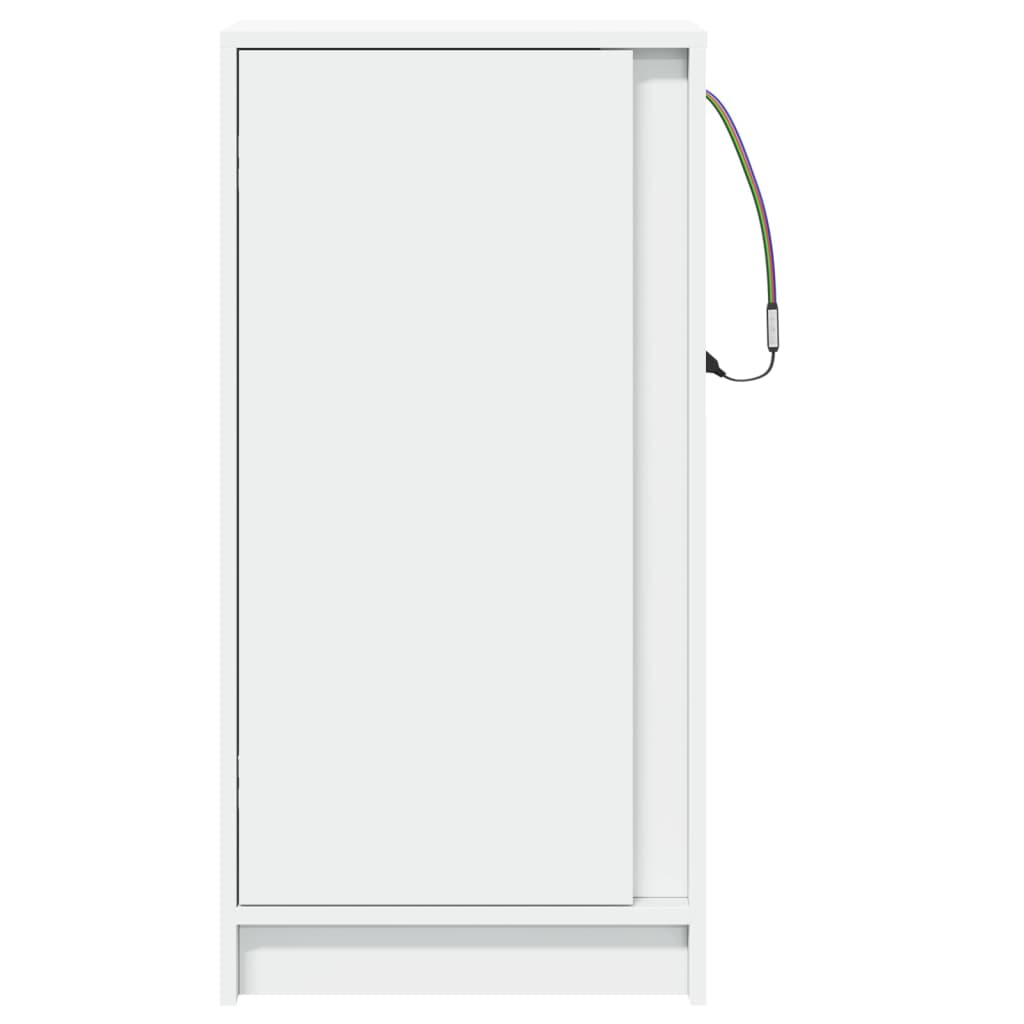 Sānu skapītis ar LED apgaismojumu, balts, 42,5x34x85 cm, apstrādāta koksne