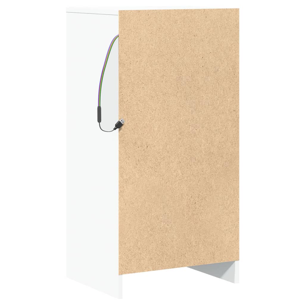 Sānu skapītis ar LED apgaismojumu, balts, 42,5x34x85 cm, apstrādāta koksne