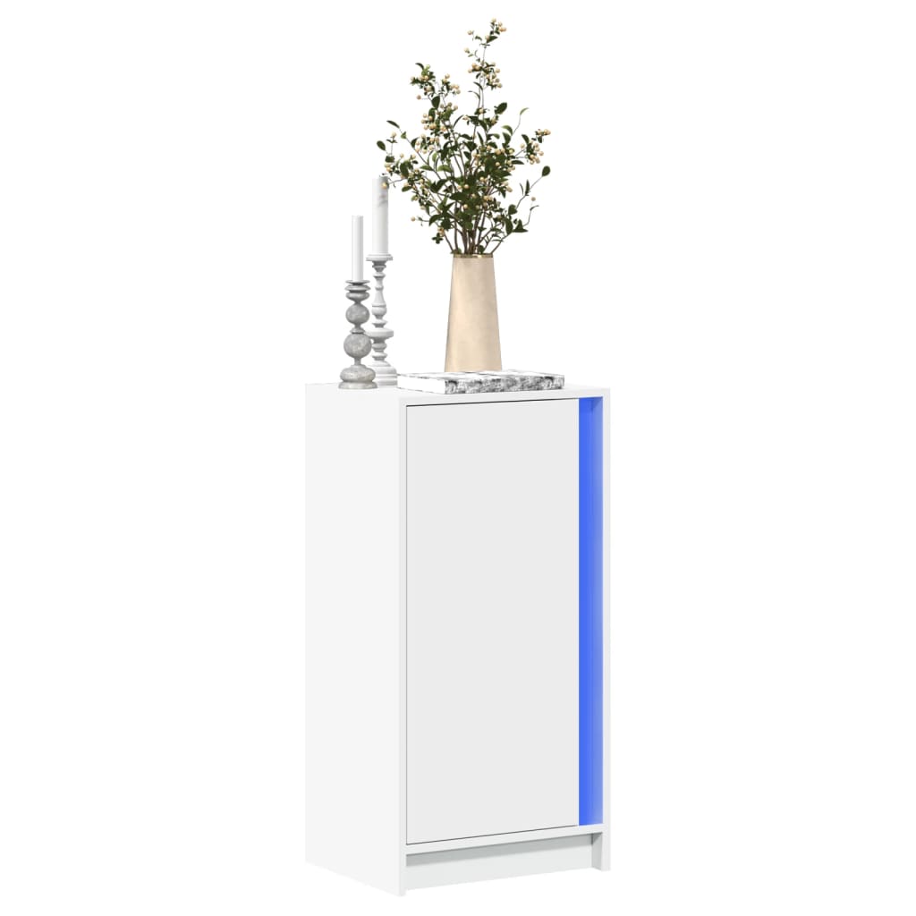Sānu skapītis ar LED apgaismojumu, balts, 42,5x34x85 cm, apstrādāta koksne