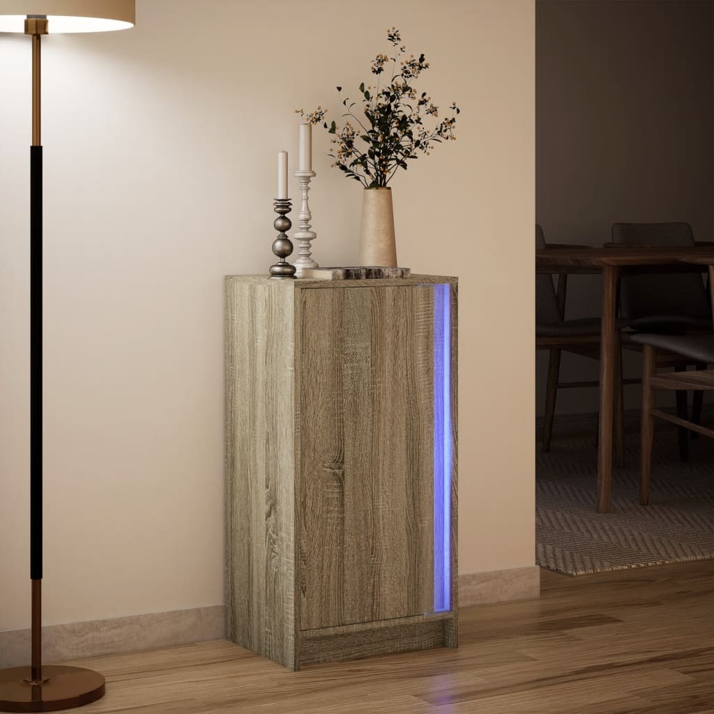 Šoninė spintelė su LED, ąžuolo, 42,5x34x85cm, apdirbta mediena