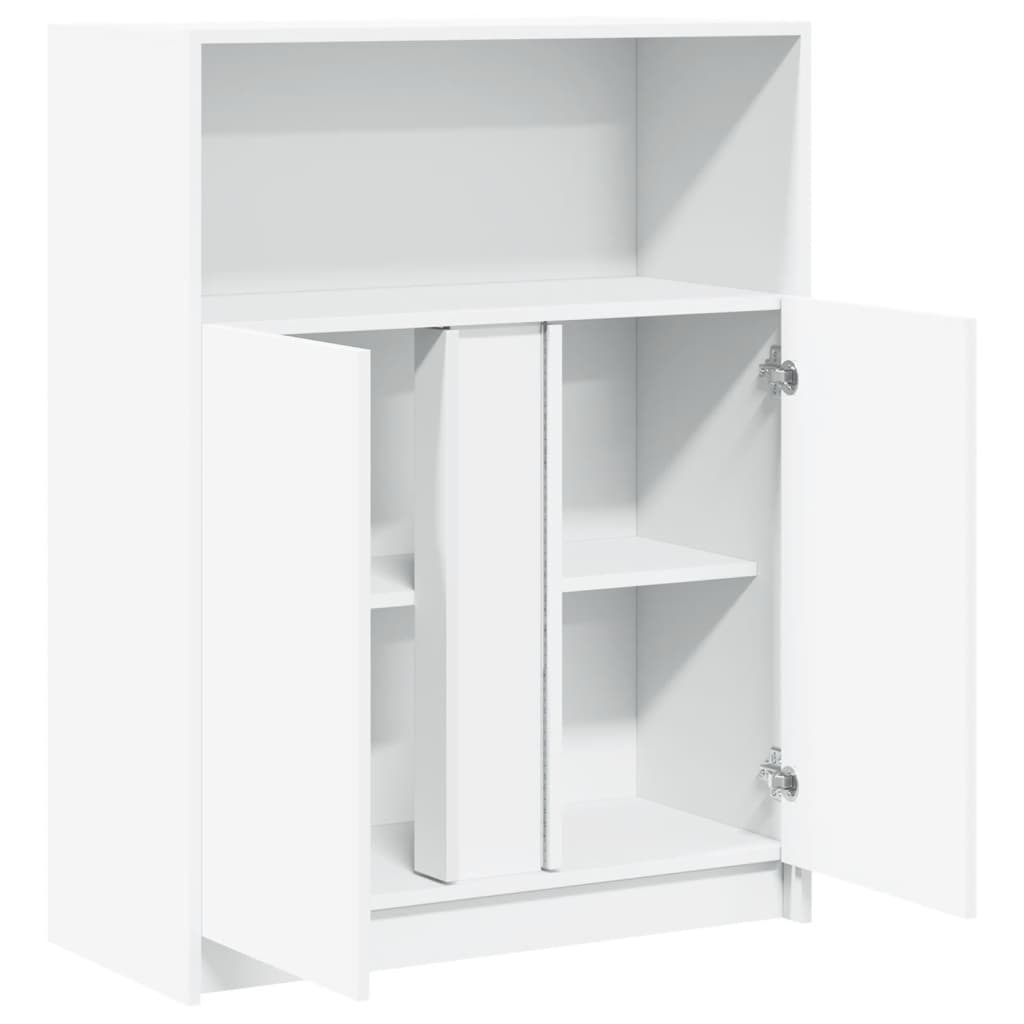 Šoninė spintelė su LED, balta, 77x34x100cm, apdirbta mediena