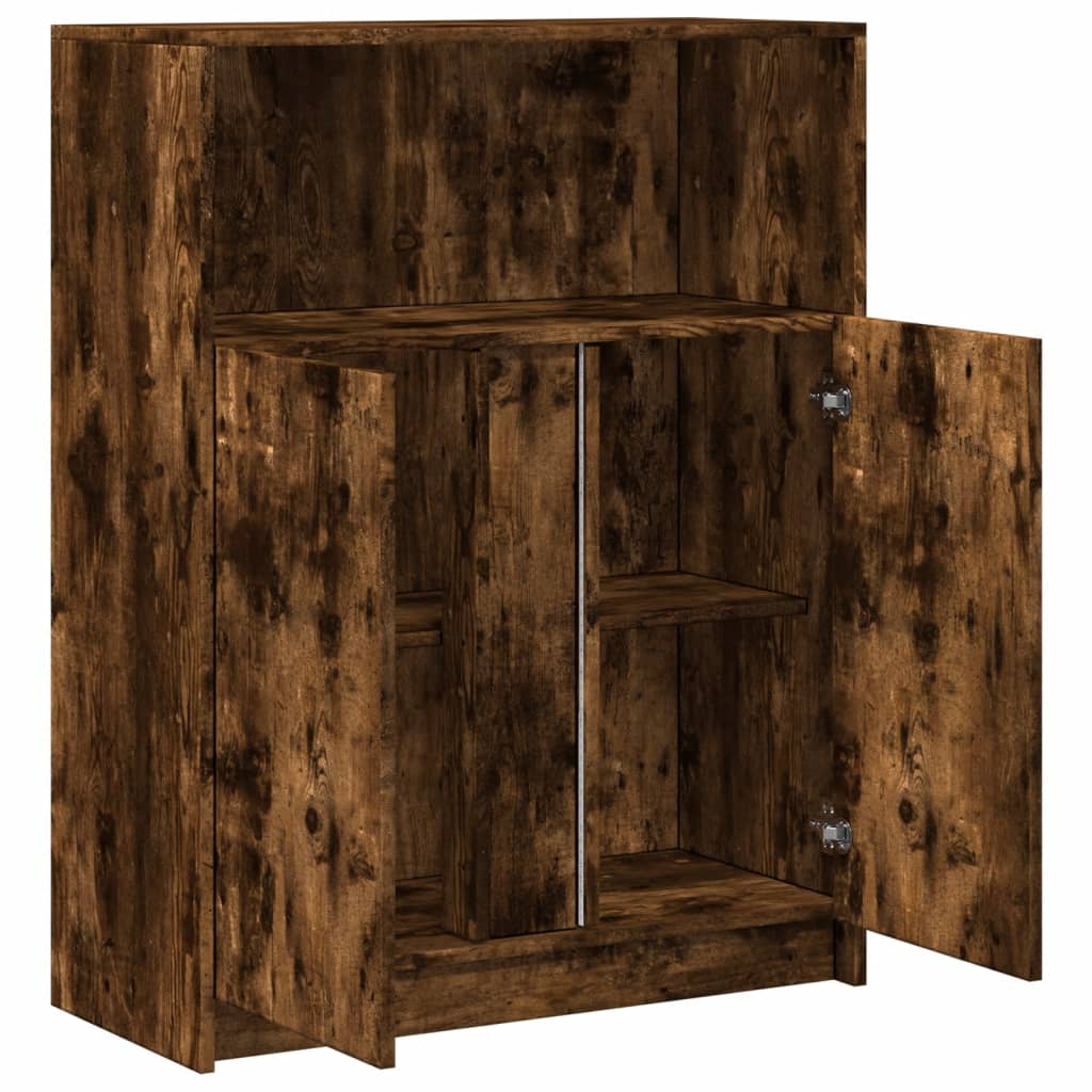 Šoninė spintelė su LED, dūminio ąžuolo, 77x34x100cm, mediena