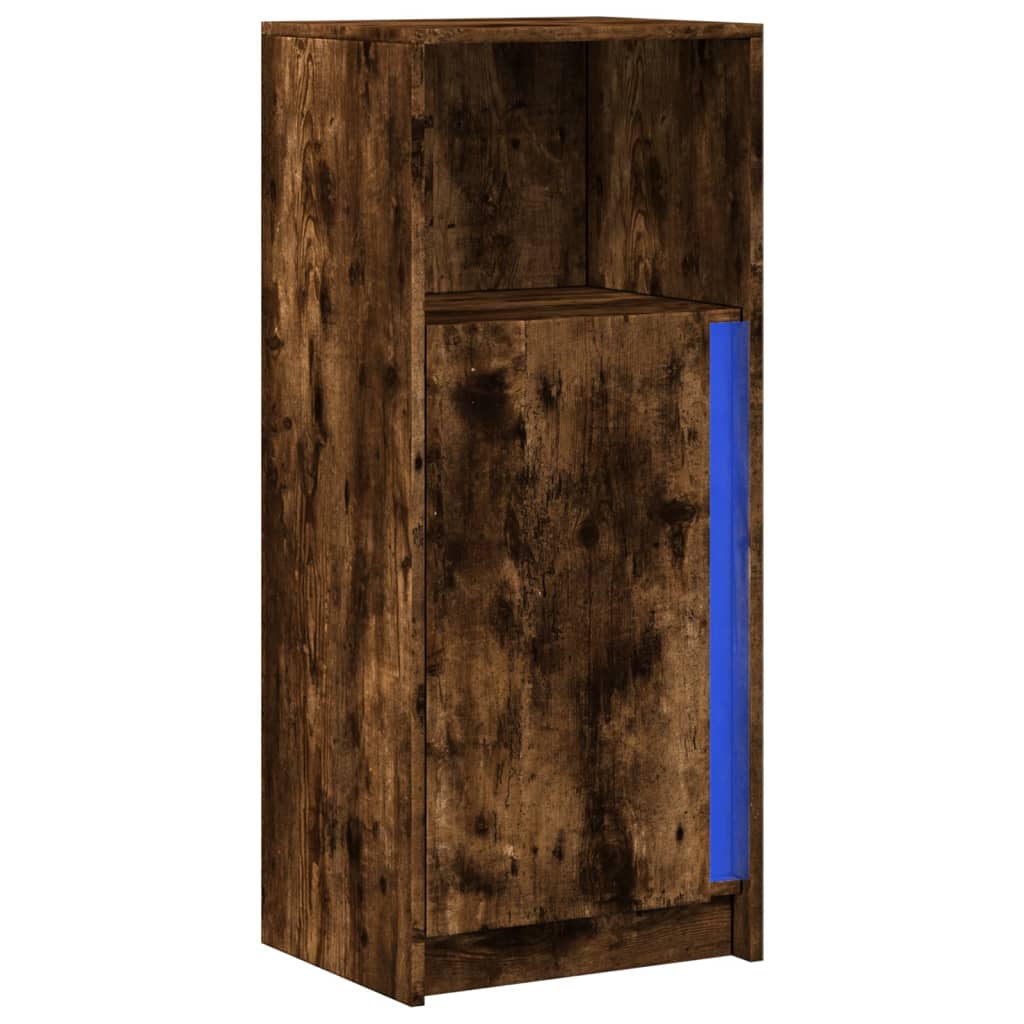 Sānu skapītis ar LED, dūmu ozols, 42,5x34x100cm, koks