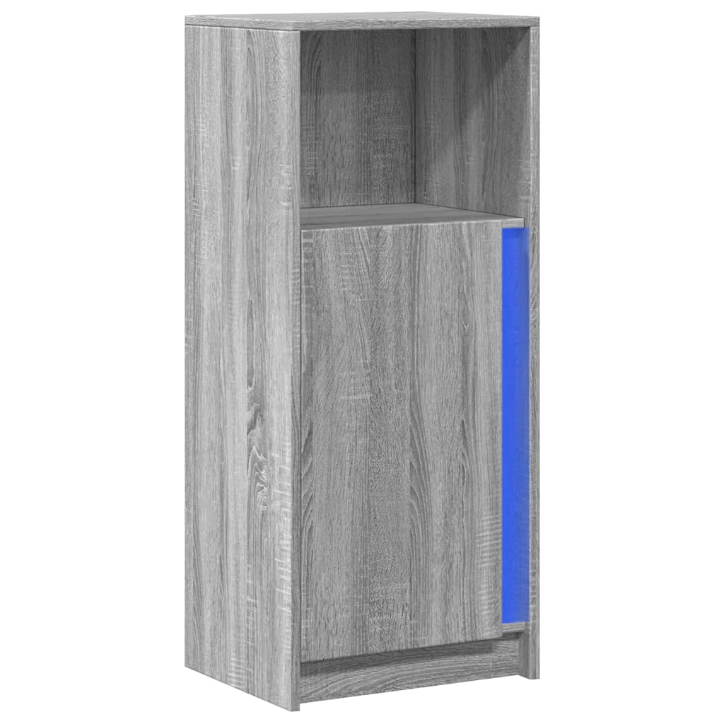 Šoninė spintelė su LED, pilka ąžuolo, 42,5x34x100cm, mediena