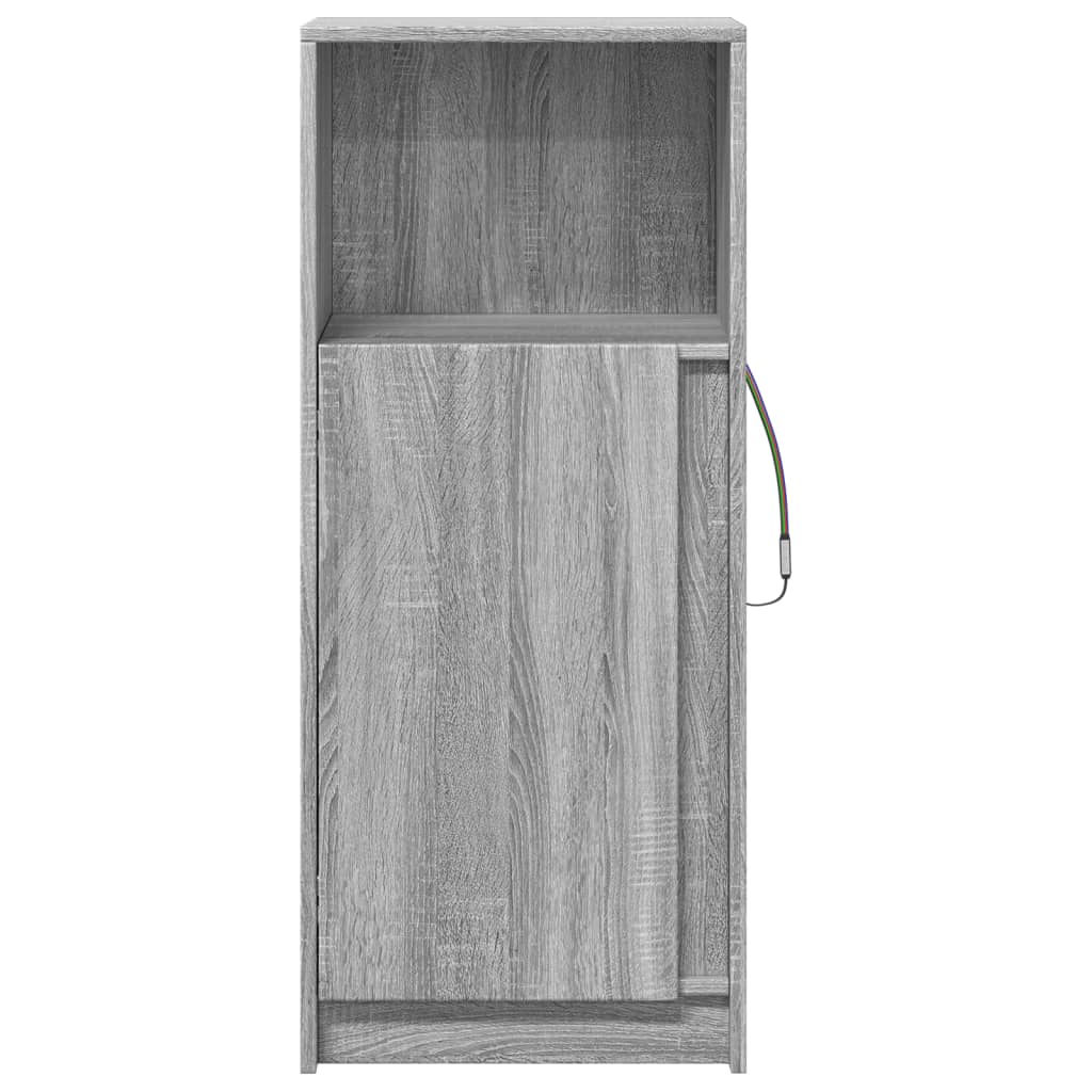 Šoninė spintelė su LED, pilka ąžuolo, 42,5x34x100cm, mediena