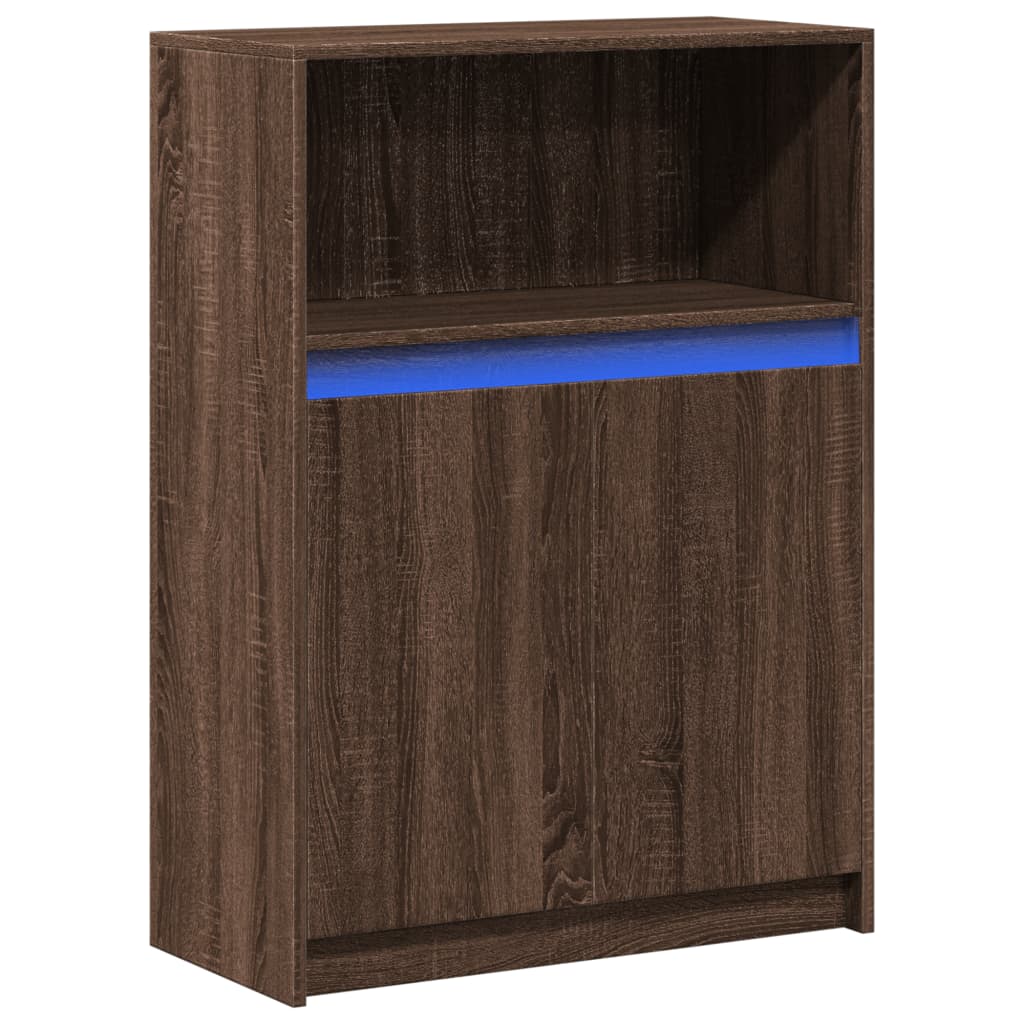 Šoninė spintelė su LED, ruda ąžuolo, 72x34x100cm, mediena